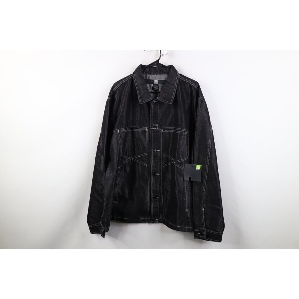 Deadstock Vtg 90s Marithe Francois Girbaud Mens XL Denim Trucker Jacket Black